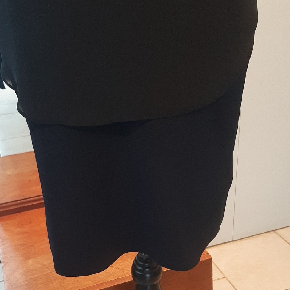 ALLSAINTS😇NAVY & Black PRETTY Lightweight FULL BUTTON Up SHEER SLEEVES High Low - Picture 4 of 13